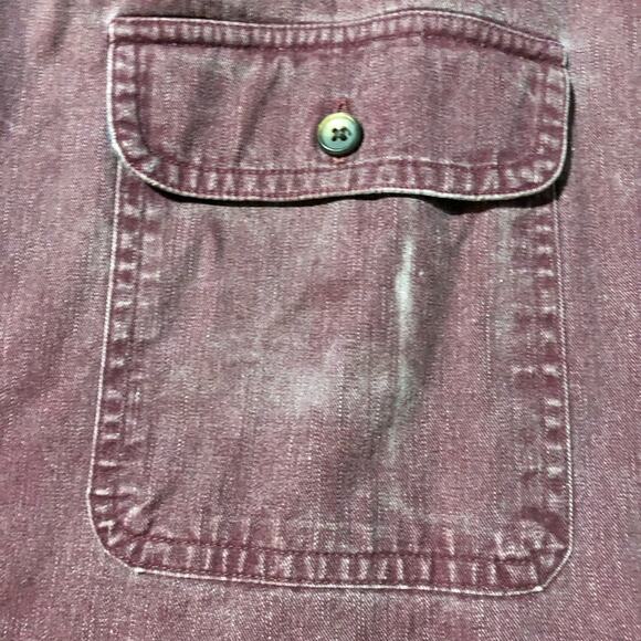 Vintage LL Bean flannel lined long sleeve chore shirt purple distressed worn in - Picture 9 of 13